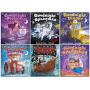 Six paperback fiction books from the Goodnight Collection by Michelle Robinson and Nick East, featuring colorful illustrated covers.