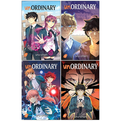 Set of four UnOrdinary fiction paperback books by Uru-Chan featuring electric monkey illustrations on the covers.