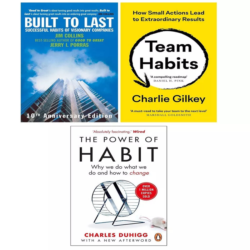 Built To Last (HB), Power of Habit Charles Duhigg, Team Habits 3 Books Set - The Book Bundle