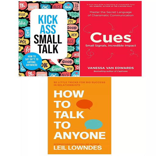 Kick Ass Small Talk, How to Talk to Anyone, Cues Master 3 Books Set - The Book Bundle