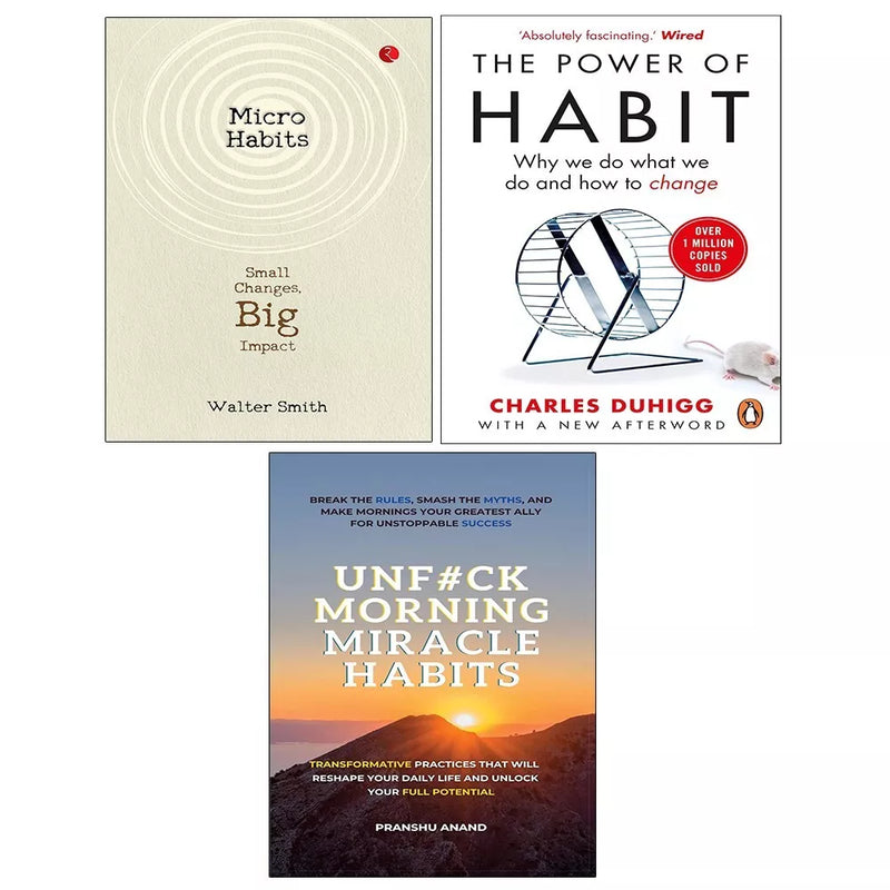 Micro Habits Walter, UnF#ck Morning Miracle Habits, Power of Habit 3 Books Set - The Book Bundle