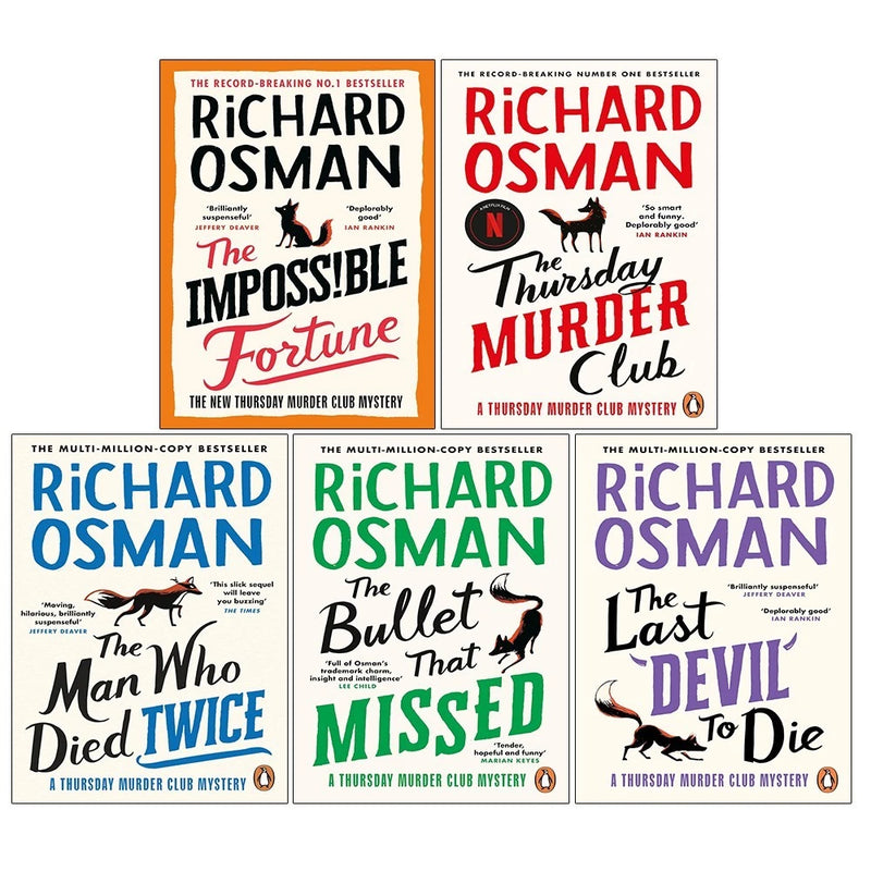 Thursday Murder Club Series 5 books collection set by Richard Osman, published by Penguin Books, featuring colorful covers.