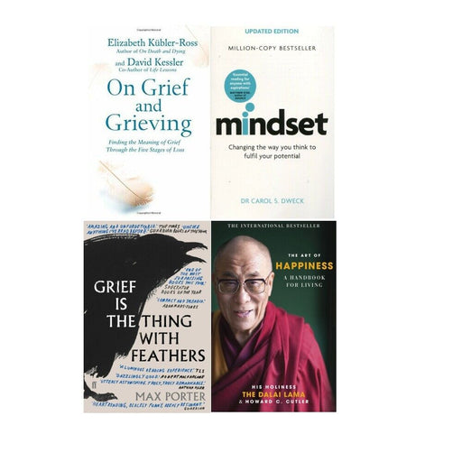 Grief is the Thing with Feathers, On Grief and Grieving, Mindset Carol Dweck, The Art of Happiness 10th Anniversary Edition 4 Books Collection Set - The Book Bundle