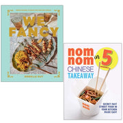 Set of two hardcover cookbooks by Jerrelle Guy featuring simple Chinese takeout recipes with five ingredients each, published by Iota.