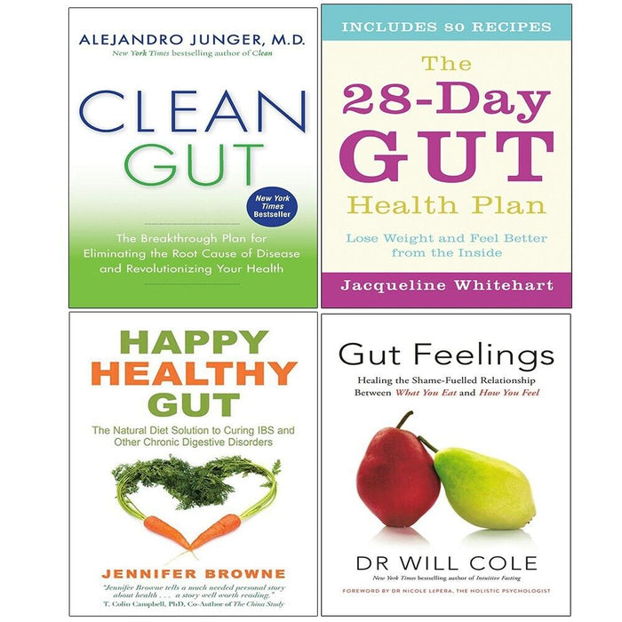 Gut Feelings,Clean Gut, 28 Day Gut Health Plan, Happy Healthy Gut 4 Books Collection Set - The Book Bundle