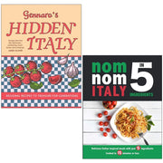 Set of two hardcover cookbooks by Gennaro Contaldo, featuring Italian recipes from Gennaro’s Hidden Italy & Nom Nom Italy collections.