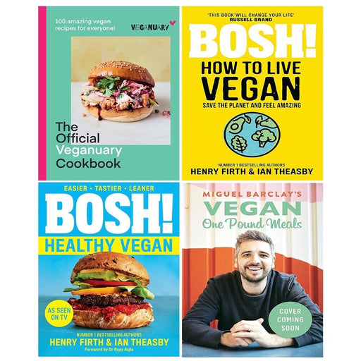 The Official Veganuary Cookbook [Hardcover], BOSH! How to Live Vegan, Healthy Vegan & Vegan One Pound Meals 4 Books Collection Set - The Book Bundle