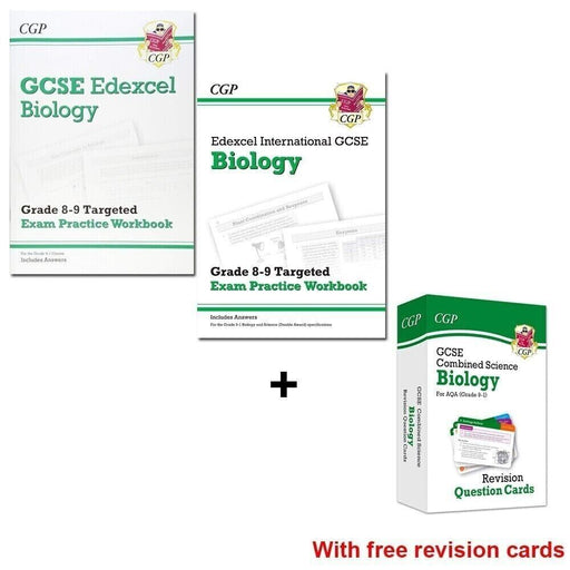 GCSE Edexcel Biology 8-9 Targeted Exam Practice Workbook 2 Books + Free Cards - The Book Bundle