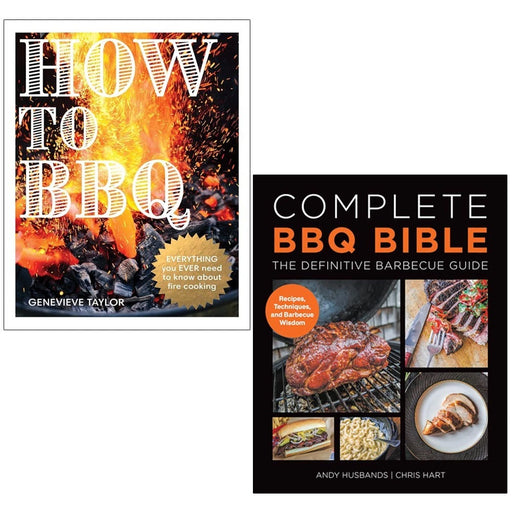 Complete BBQ Bible two-book set by Andy Husbands, Chris Hart, and Genevieve Taylor, featuring grilling tips and recipes.