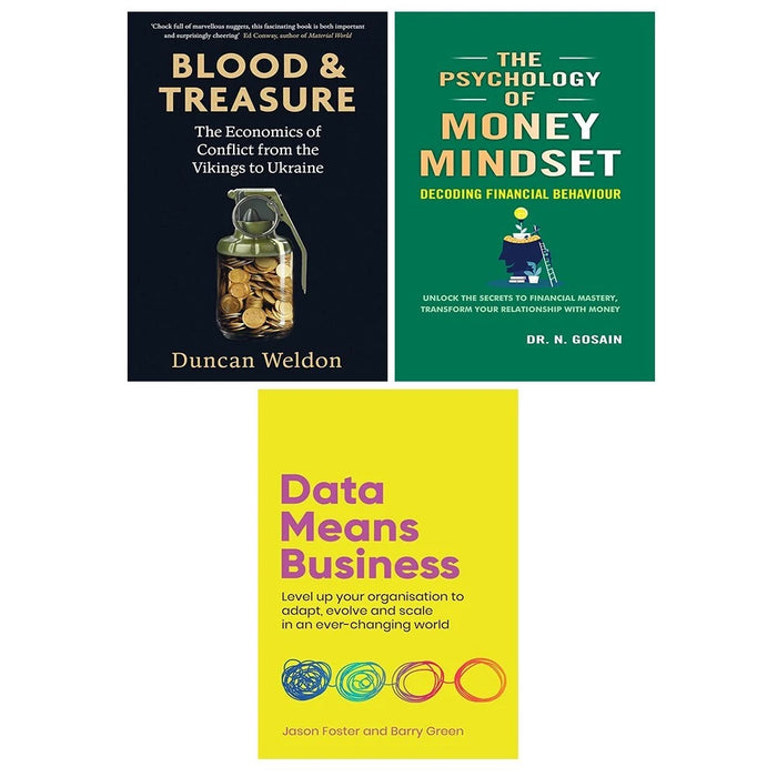 Blood and Treasure (HB), Psychology of Money Mindset, Data Means Business 3 Books Set - The Book Bundle