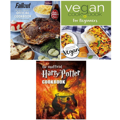 Fallout The Vault Dweller's , The Unofficial Harry Potter Cookbook, Vegan Cookbook 3 Books Collection Set - The Book Bundle