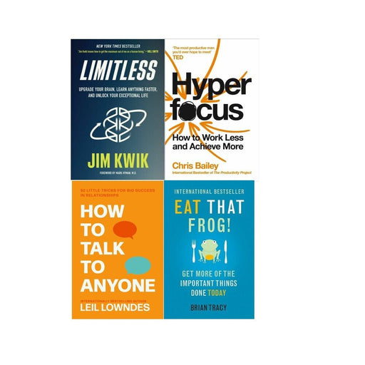 Limitless, Hyperfocus, How to Talk, Eat That Frog 4 Books Collection Set - The Book Bundle