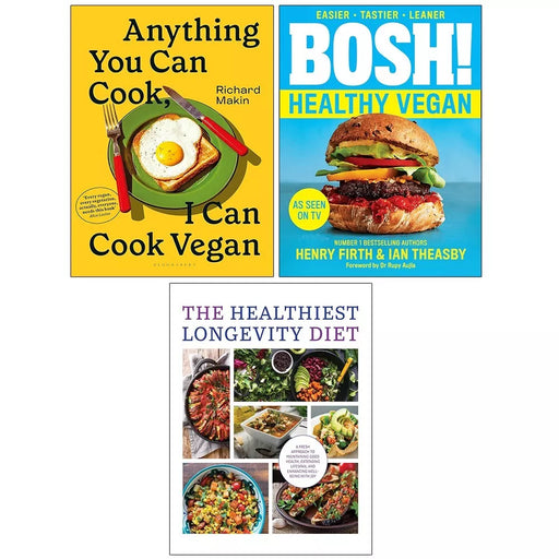 Anything You Can Cook HB, Healthiest Longevity Diet, BOSH! Healthy Vegan 3 Books Set - The Book Bundle