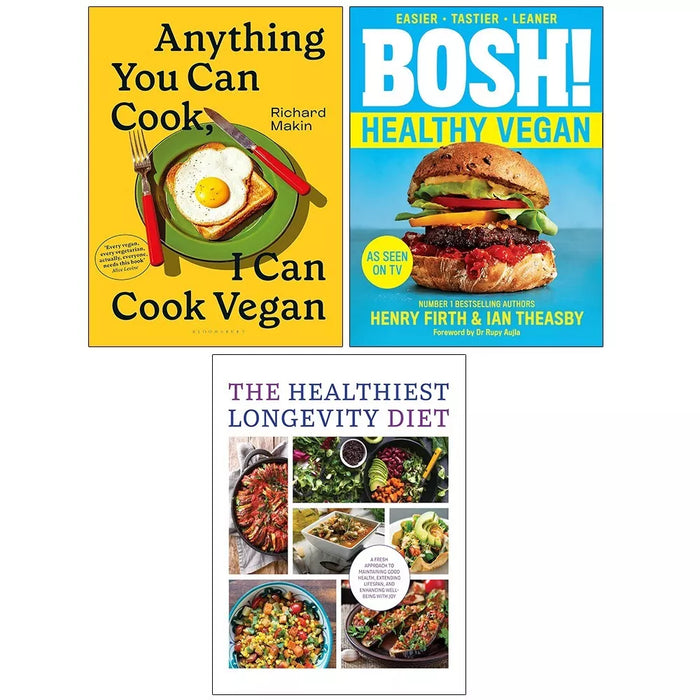 Anything You Can Cook HB, Healthiest Longevity Diet, BOSH! Healthy Vegan 3 Books Set - The Book Bundle
