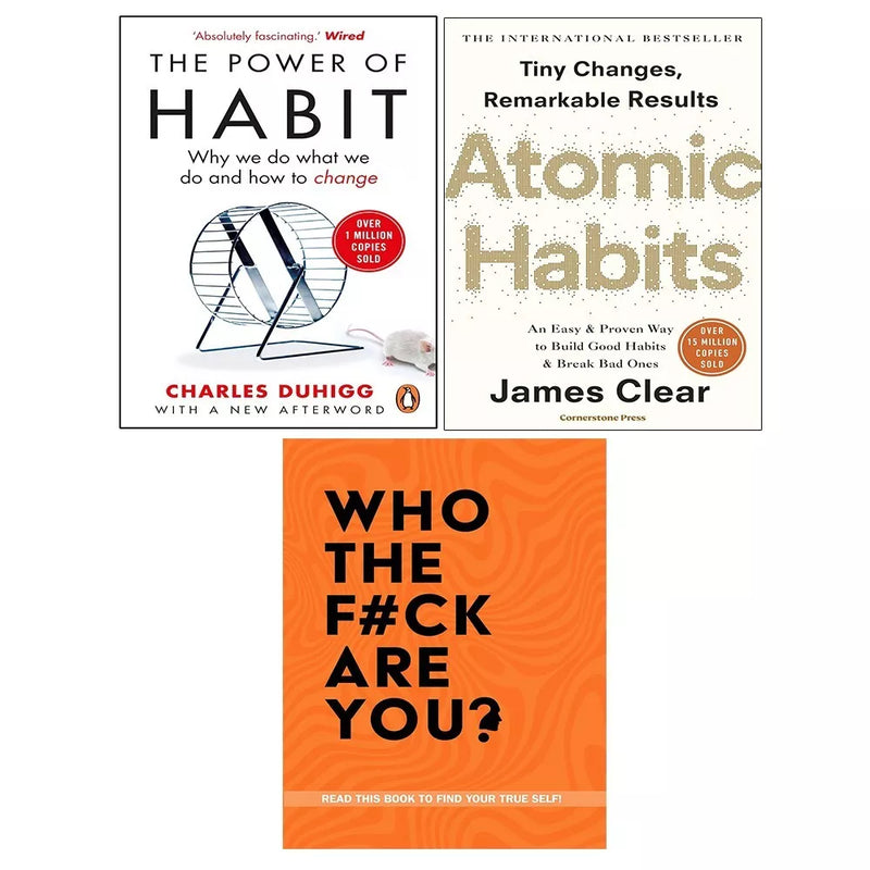 Who The F*ck Are You, Atomic Habits James Clear, Power of Habit 3 Books Set - The Book Bundle