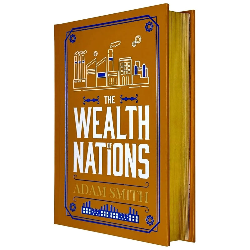 Leather-bound edition of The Wealth of Nations by Adam Smith, published by Wilco International LLP, featuring classic non-fiction cover design.