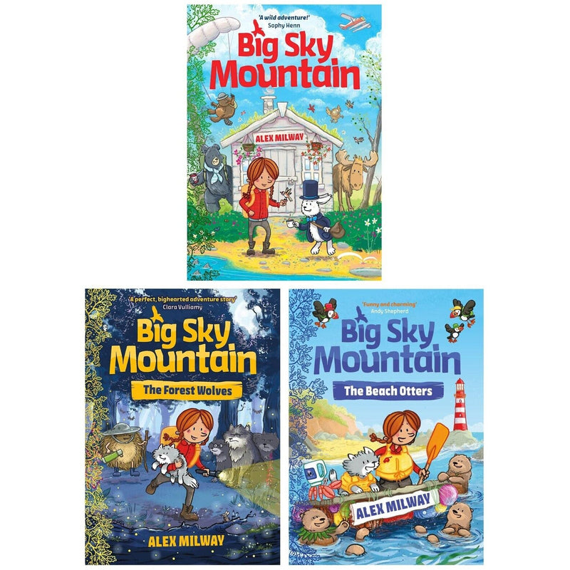 Big Sky Mountain Series 3 books collection by Alex Milway, featuring colorful illustrated covers and mountain scenery.