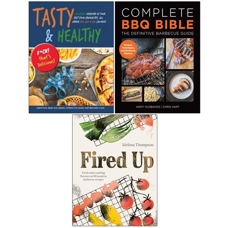Complete BBQ Bible 3-book set by Iota Publishing featuring barbecue recipes, tips, and healthy grilling techniques.