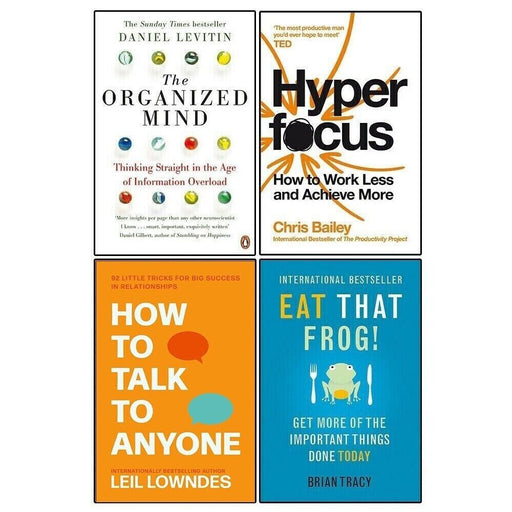 Organized Mind, Hyperfocus, How to Talk & Eat That Frog 4 Books Collection Set - The Book Bundle