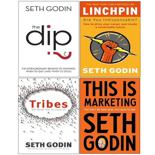 Seth Godin Collection 4 Books Set Dip, This is Marketing, Tribes, Linchpin Paper - The Book Bundle
