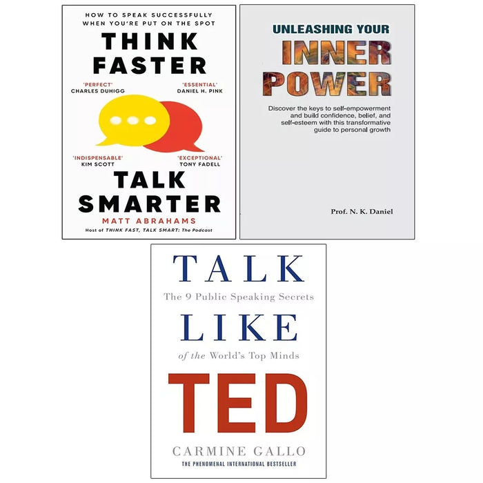 Think Faster Talk Smarter,Talk Like TED,Unleashing Your Inner Power 3 Books Set - The Book Bundle