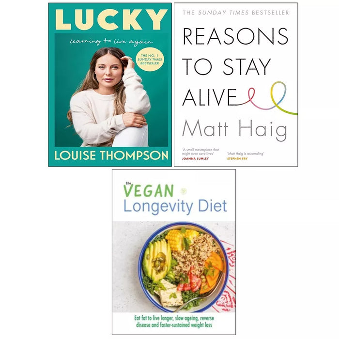 Have one to sell? Sell it yourself Lucky Louise Thompson HB, Vegan Longevity Diet,Reasons to Stay Alive 3 Books Set - The Book Bundle