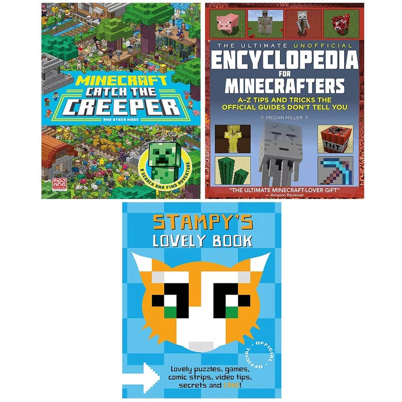Minecraft Catch Creeper Other Mobs,Stampy Cat HB,Unofficial Encyclopedia 3 Books Set - The Book Bundle