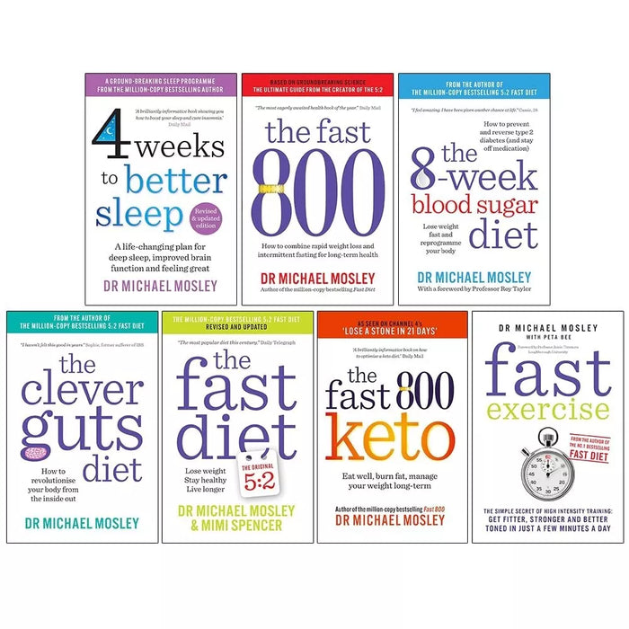 Michael Mosley Collection 7 Books Set (4 Weeks to Better Sleep, Fast 800, 8-Week Blood Sugar Diet & More...) - The Book Bundle