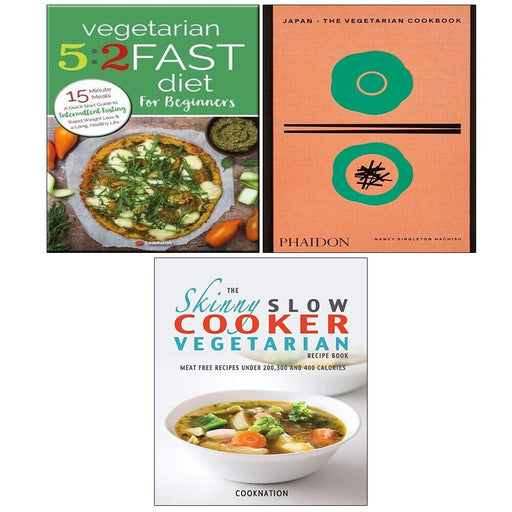 Japan (HB), Vegetarian 5:2 Fast Diet, Skinny Slow Cooker CookNation 3 Books Set - The Book Bundle
