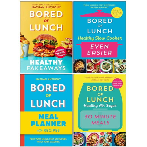 Ebury Press Bored of Lunch 4 Books Collection by Nathan Anthony, non-fiction set with mixed formats and colorful covers.