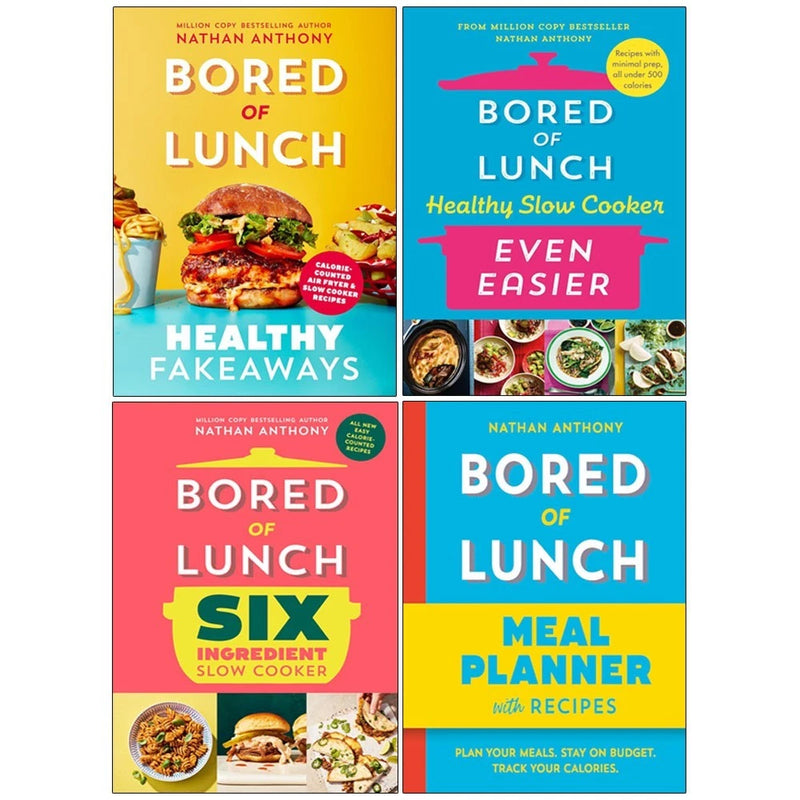 Four-book collection set by Nathan Anthony titled Bored of Lunch, featuring non-fiction mixed format books with colorful covers.