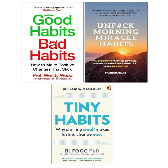 Good Habits, Bad Habits, Tiny Habits, UnF#ck Morning Miracle Habits 3 Books Set - The Book Bundle