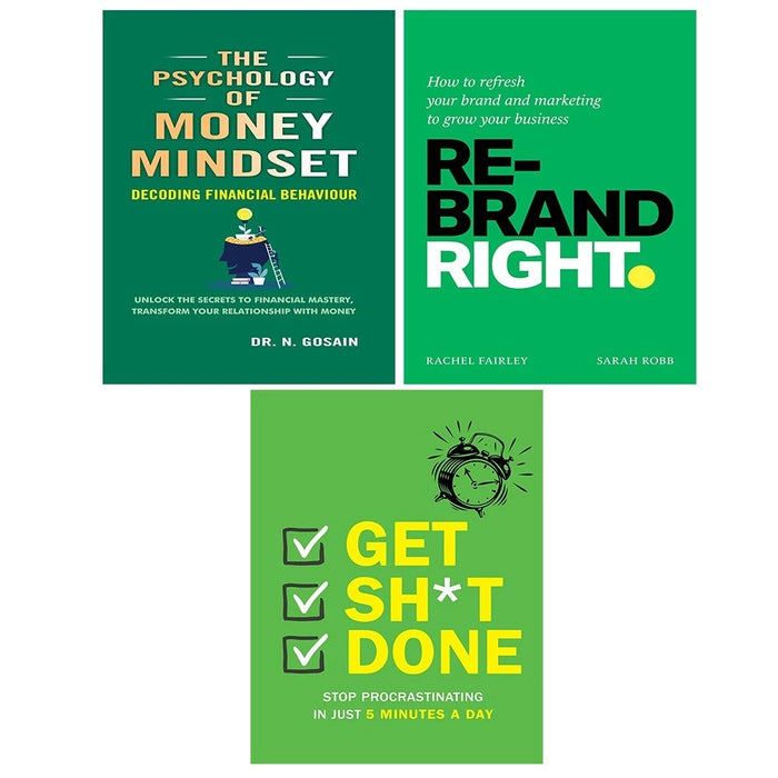 Rebrand Right, Get Sh*t Done Chartwell, Psychology of Money Mindset 3 Books Set - The Book Bundle
