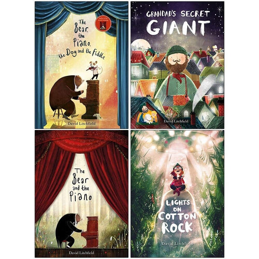 David Litchfield Collection 4 Books Set (The Bear The Piano The Dog and the Fiddle, Grandad's Secret Giant, The Bear and the Piano, Lights on Cotton Rock) - The Book Bundle