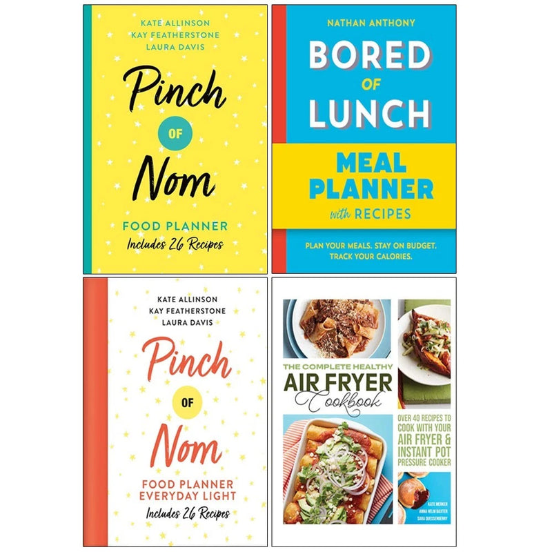 Bored of Lunch Pinch of Nom food planner set with colorful pages, meal planning sections, and recipe ideas from the 2020 Pinch of Nom series.