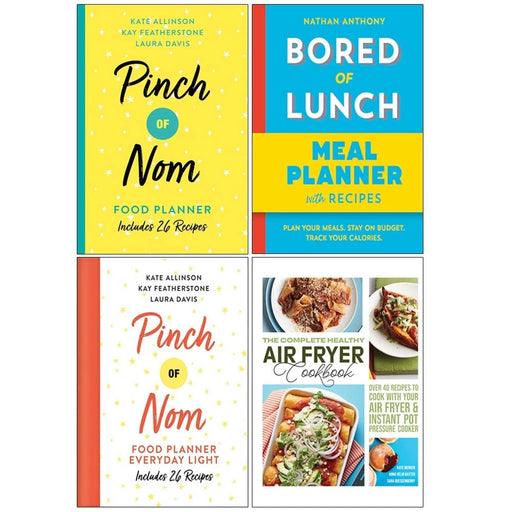 Bored of Lunch Pinch of Nom food planner set with colorful pages, meal planning sections, and recipe ideas from the 2020 Pinch of Nom series.