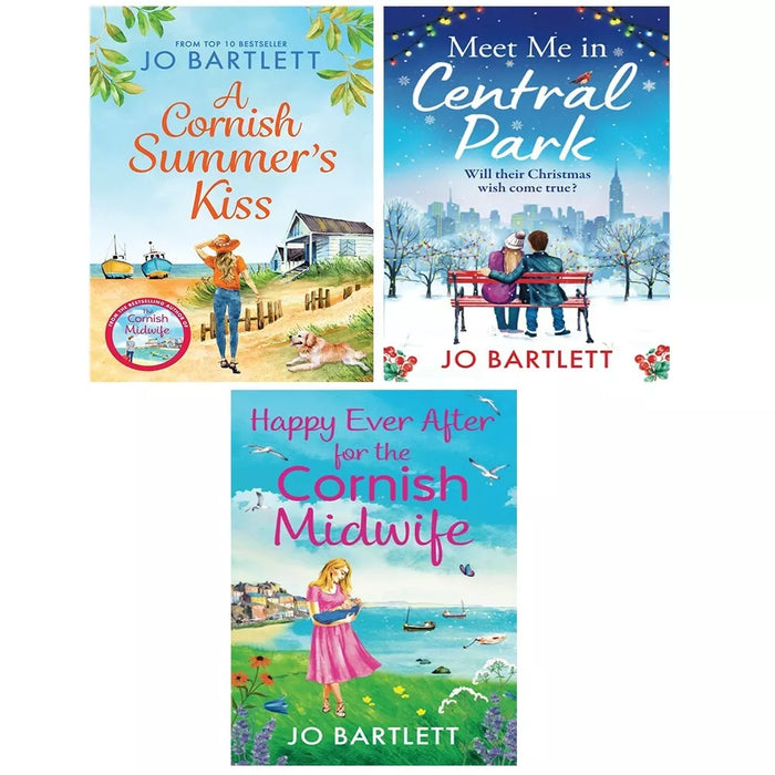 Jo Bartlett 3 Books set(Happy Ever After for the Cornish Midwife,Meet Me In Central Park,A Cornish Summer's Kiss) - The Book Bundle