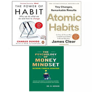 Psychology of Money Mindset, Atomic Habits James Clear, Power of Habit 3 Books Set - The Book Bundle