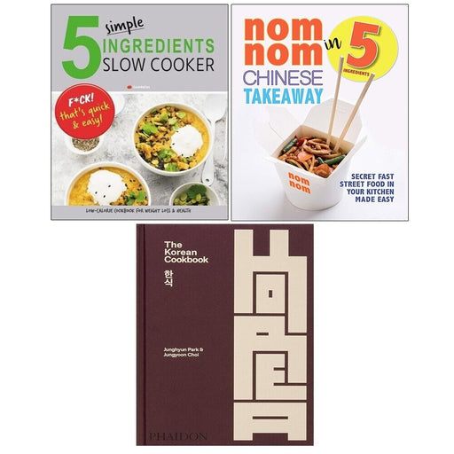 Korean Cookbook (HB), Nom Nom Chinese, 5 Simple Ingredients Iota 3 Books Set - The Book Bundle