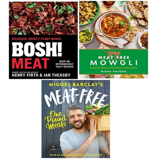BOSH! Meat Henry Firth,Meat-Free One Pound Meals,Meat Free Mowgli 3 Books Set - The Book Bundle