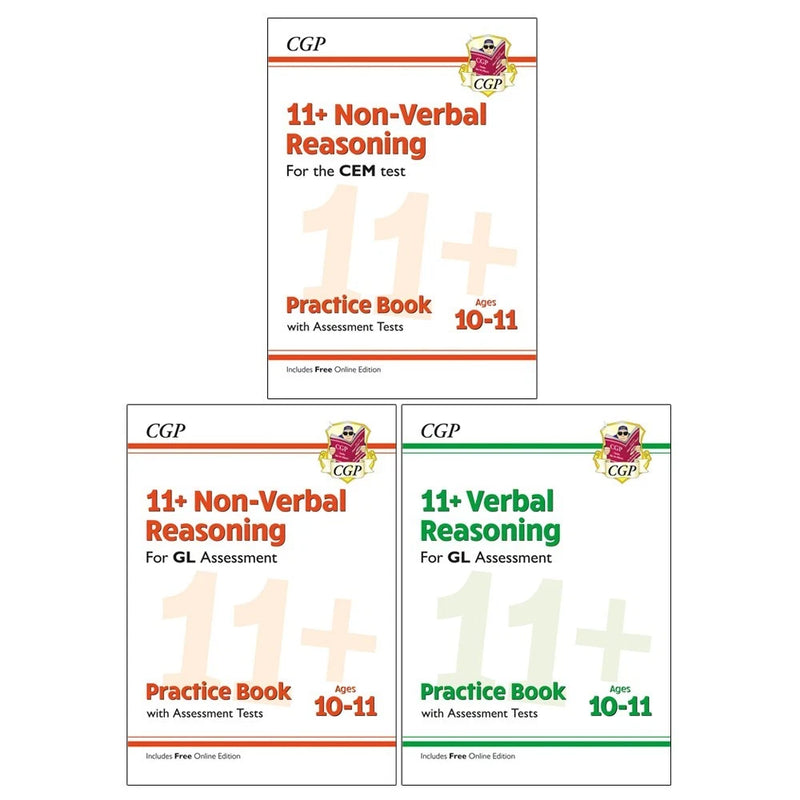 CGP 11+ Ages 10-11 Practice Book & Assessment Tests 3 Books Collection Set CEM & GT Non-Verbal - The Book Bundle