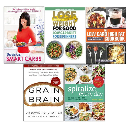 Davinas Smart Carbs,Low Carb,High Fat,Grain Brain,Spiralize Everyday 5 Books Set - The Book Bundle