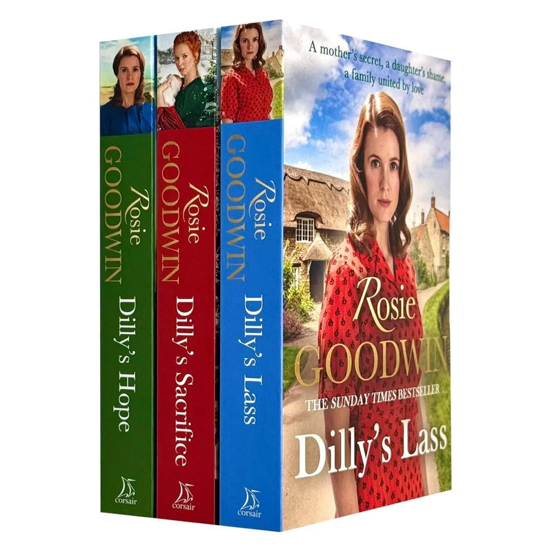 Set of three Rosie Goodwin Dilly's Story Series paperback books by Corsair, featuring colorful covers and fictional storytelling.