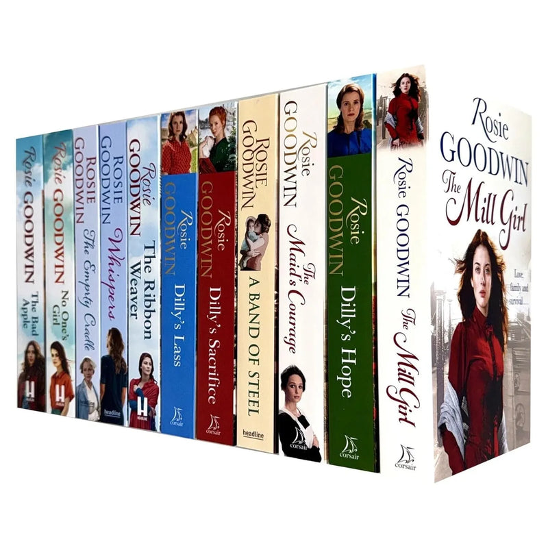 Rosie Goodwin Collection of 11 paperback fiction books by Rosie Goodwin, featuring colorful book covers and titles.