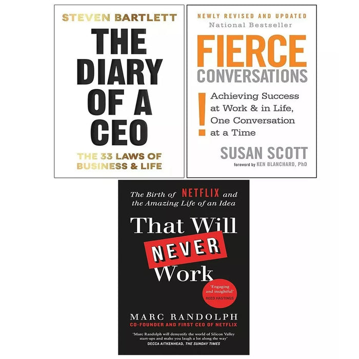 The Diary of a CEO [Hardcover], That Will Never Work & Fierce Conversations 3 Books Collection Set - The Book Bundle
