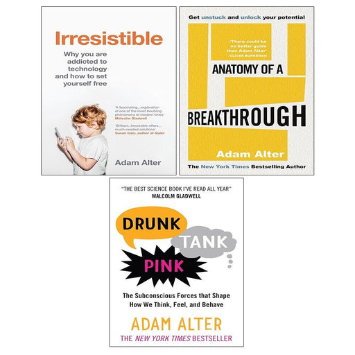 Adam Alter Collection 3 Books Set Anatomy of Breakthrough (HB), Drunk Tank Pink - The Book Bundle