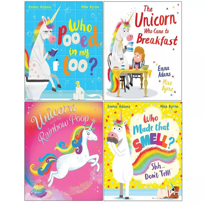 Emma Adams Collection 4 Books Set Who Pooed in my Loo,Made that Smell,Unicorn - The Book Bundle