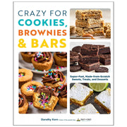 Close-up of a variety of homemade cookies, brownies, and bars from the "Crazy For Cookies, Brownies & Bars" cookbook by Dorothy Kern.