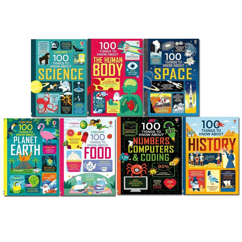 Usborne 100 Things To Know About Collection 7 Books Set Food, History, Science - The Book Bundle