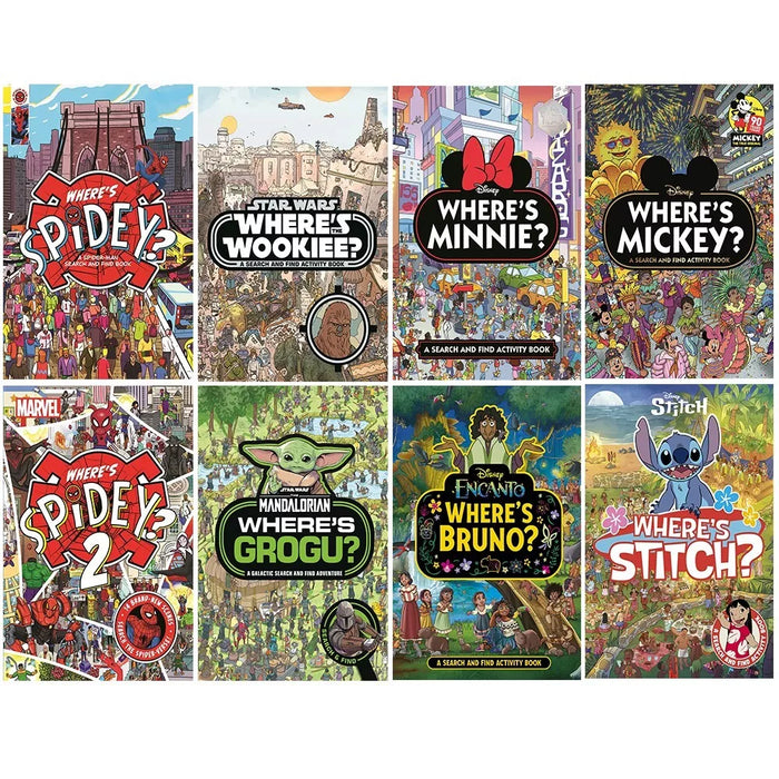 Walt Disney Collection 8 Books Set Where's Minnie, Where's the Wookiee, Grogu - The Book Bundle